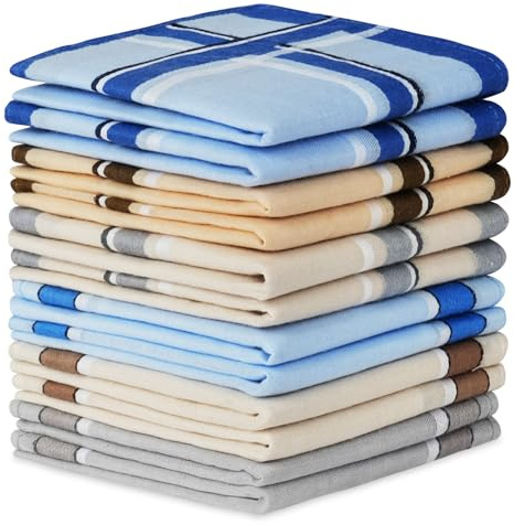 URAQT Men's Pocket Square Hankies for Wedding Prom Party,12 Pack,38x38cm