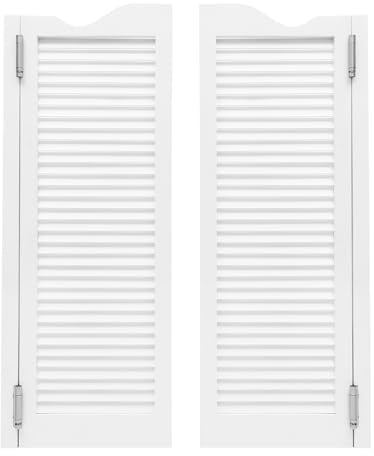 UHDUIG Paire de Portes Battantes Double Volets Persiennes 107 x 81 cm, Structure en Pin Massif Blanc, Équipée de Charnières et Ferrures, Séparateur de Passage pour Usage Intérieur, Montage Simple