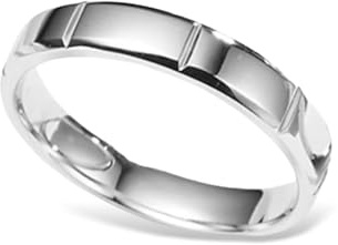 Herren Ringe Nordisch, Ring Weißgold Schlicht 9K Silber Rundschliff Größe 58 (18.5)