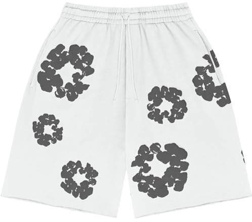 Kurze Hosen Jungen Baggy Shorts Bermuda Jungs Sommer Leicht Jogginghose Kinder Blumen Trainingshose Mädchen Kurz Sporthose Y2K Hip Hop Sportshorts mit Tasche