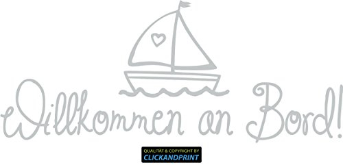 CLICKANDPRINT Aufkleber » Willkommen an Bord, 210x87,7cm, Hellgrau • Wandtattoo/Wandaufkleber/Wandsticker/Wanddeko/Vinyl