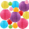 Q&A 16 Lanternes de Papier Colorées (Taille de 4, 6, 8, 10),Décorations Chinoises/Japonaises en Papier Suspendu pour Lanternes à Boule Lampes