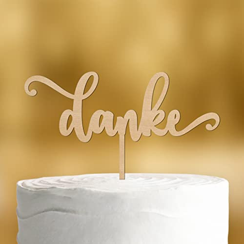 Cake Topper Danke [Schriftzug] - Holz 4mm - Tortendeko als Dankeschön Geschenkideen Mama Papa Tortenaufleger Vatertag Tortendeko Geburtstag