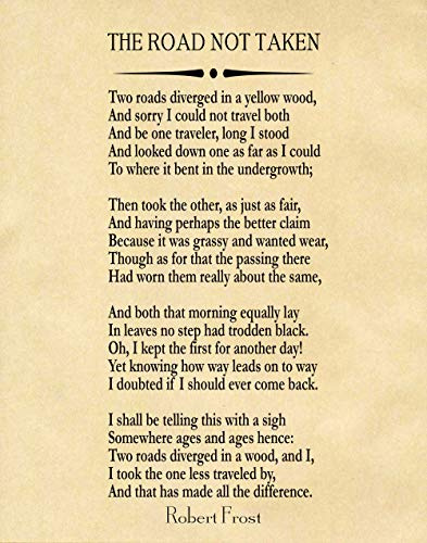 WallBUddy The Road Not Taken by Robert Frost 1916 Great American Poetry Wall Art Poetry Prints Poetry Poster (13cm x 18cm, Parchment)