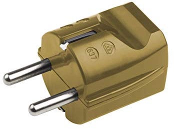 Meister Schutzkontakt-Stecker - Kunststoff - gold - 250 V - 16 A - Maximaler Kabelquerschnitt 2,5 mm² - IP20 Innenbereich - Gerade Einführung / Schuko-Stecker mit Zugentlastung / 7421060