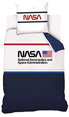 NASA Bettwäsche aus 100% Baumwolle, Baumwolle, blau/weiß, 140 x 200 cm