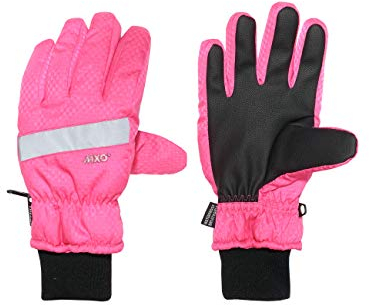 maximo Mädchen Fünffinger mit Strickbündchen Handschuhe, per pack Rosa (fandango pink 60), 3 (Herstellergröße: 3)