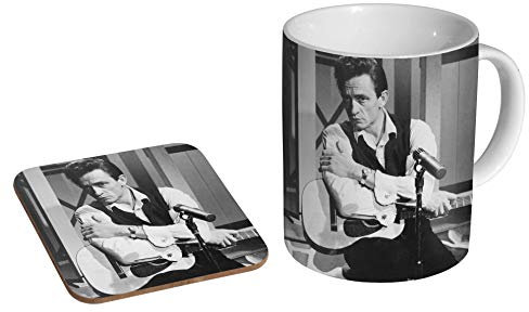 Johnny Cash Live Kaffeetasse und Untersetzer aus Keramik