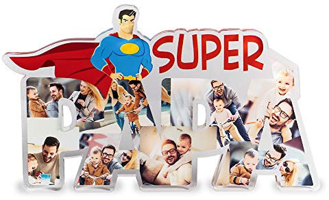 Babloo Targa in Plexiglass Super papà Personalizzata con Foto M Trasparente