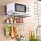Soporte Microondas Pared, Estante para Microondas, Soporte de Aluminio para Microondas, Soporte de Pared para Cocina, Horno, Estante para Microondas con Gancho Multifuncional, Estante de Cocina