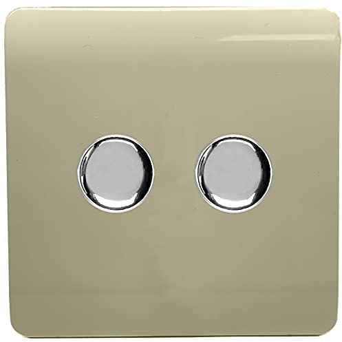 Trendi Artistic Modern Glossy Tactile 2 Gang 2 Way 120w LED Dimmer switch Gold