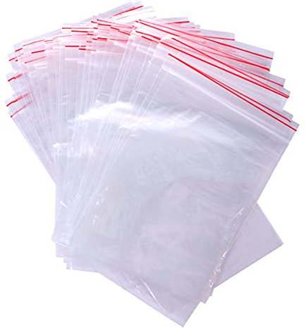 Pakomat Lot de 100 sachets zippés, fermeture à pression, conviennent à différents matériaux, sacs d'emballage, sacs en polyéthylène (12 x 18 cm)