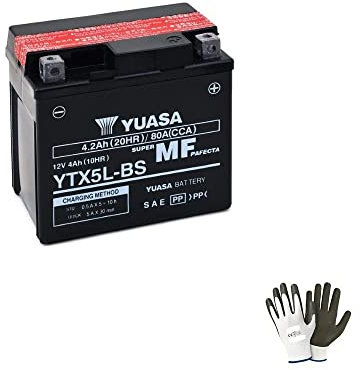 Compatible avec Yamaha TDR R (4GW/4GX) 125 1993-2003 Batterie YUASA YTX5L-BS (FOURNIE SCELLÉE) Batteries 12V / 4AH pour Moto Scooter SPÉCIFICATIONS 115X72X107MM