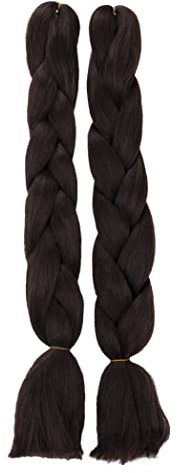 CAISHA 2 Teile Set 60cm Braids Extensions Crochet Haare Jumbo Haarverlängerung Geflochtene Zöpfe Haarteil Braun BE109