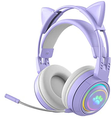 JINSERTA Kinder Bluetooth kopfhörer, Katzenohr Bluetooth Kopfhörer mit RGB Licht, Bluetooth 5.3 Stereo-Gaming-Headset, Over-Ear-Kopfhörer mit 50 mm Treiber für Kinder und Erwachsene