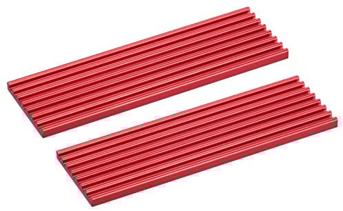sourcing map 2 Pack M.2 2280 Nvme SSD Heatsink Cooler with Thermal Pad Alloy Aluminum Heat Sink Cooling Sink for Laptop, 70x22x3mm, Red