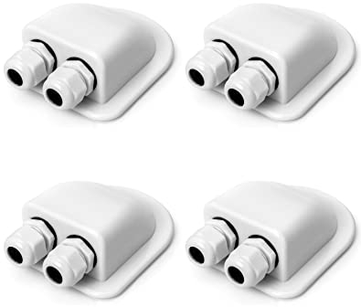 QWORK® 4 Stück Dachdurchführung IP68 Wasserdicht ABS Solar Doppel-Kabeldurchführung rfür Solarsatellit Klimaanlage Wohnmobil Wohnwagen Boot