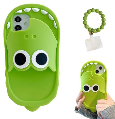 Shark Slide Phone Case, 2023 New Funny Phone Cases, Cute Shark Slippers Phone Case, Ugly Phone Cases for iPhone 15/14/13/12/11 (12Pro, Big Eyes)