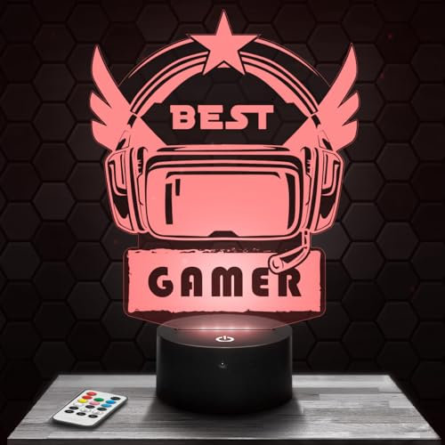 Nachttischlampe Best Gamer Gaming Gamer Videospielzimmer Dekoration 3D-Gamer Videospiel Idee Weihnachten Nachtlicht Schreibtischlampe. Originelles für Jugendliche. TOP