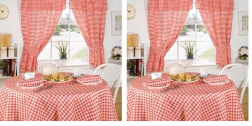 Emma Barclay Molly - Gingham Table Cloth in Red - 63 (160cm) Round (Pack of 2)