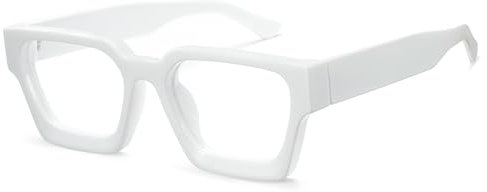 Cyxus Nerd Brille Ohne Stärke Blaulichtfilter Brille Herren Damen Quadratisch Mode Retro Brillenfassung Stil für PC TV Tablet Unisex （8143T20 Weiß）
