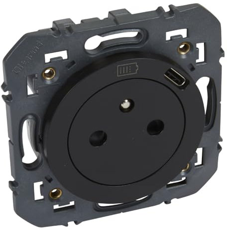 prise de courant - 2p+t - avec chargeur type-c - noir - legrand dooxie 600541