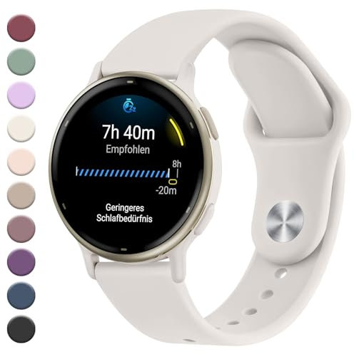 Mugust Garmin - Correa para Garmin Vivoactive 5/3, Garmin Vivomove 3/HR/Luxe/Style, Garmin Forerunner 55/245/645, 20 mm de silicona, correa de repuesto ajustable