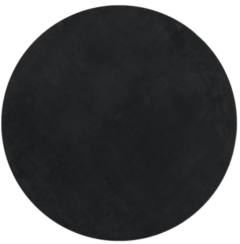 vidaXL Teppich, Wohnzimmerteppich Kurzflor Weich Waschbar, Moderner Teppich Rund für Wohnzimmer Schlafzimmer, Flauschig Einfarbig rutschfest, Schwarz Ø 100cm