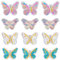 INFUNLY 12 Stück Pailletten-Schmetterlings-Aufnäher Zum Aufnähen, Bunte Schmetterlings-Aufnäher, Cartoon-Insekten-Applikation, Zum Aufbügeln, Rosa, Blauer Schmetterling, Stickerei-Aufnäher, Abzeichen