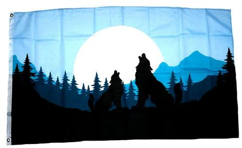 Fahne/Flagge Wolf Silhouette 90 x 150 cm