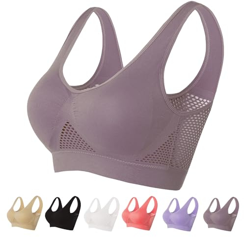 DUOPAI Atmungsaktive Cool Lift Up Air Bras, Atmungsaktiver Kühl Komfort BH für Alltag Yoga Fitness Bequemer Mesh Sport BH, Gepolstert, Nahtlos, Vollständige Abdeckung, Bequemer