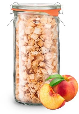 BIO Pfirsich 40g - 100% BIO Gefriergetrocknete Früchte - Freeze Dried Methode - Versiegelt in einem Weck Glas - organisch - ohne Zuckerzusatz - Quelle für Vitamine - BerriesPolska®