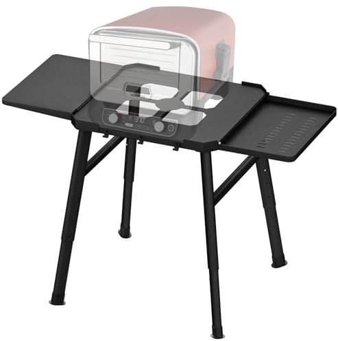 Grillständer für Ninja Woodfire Außenofen Serie und Grillständer, Beweglicher Ständer zum Ninja Woodfire mit Beistelltisch,Pizzaofenständer Grillzubehör