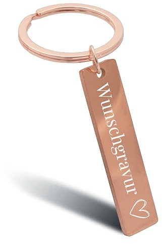 Online Schlüsselanhänger personalisiert rosegold I Schlüsselanhänger zum selbst gestalten mit Gravur I Personalisiertes Geschenk für Freundin, Freund, Papa I Anhänger zum Beschriften