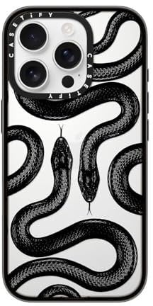 CASETiFY Compact iPhone 16 Pro Case [Lightweight / 4ft. 2X Military Grade Drop Protection/Slim] - Black Kingsnake - Clear Black