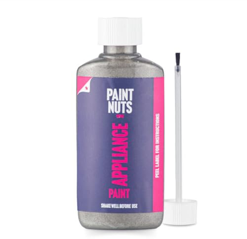 PaintNuts 50ml Appliance Touch-Up Paint for Kitchen & Bathroom – Quick Drying Repair Bottle & Brush – Ideal for Radiators, Showers, Fridges, Ovens, Sinks, Chips & Scratches - Metallic Grey - Satin
