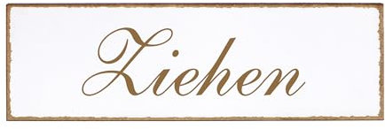 Dekolando Deko Türschild - Ziehen - Schild 150 x 50 mm - Schilder Türschilder Namensschilder Wohnung selbstklebend Holzschild Tür Holzschilder