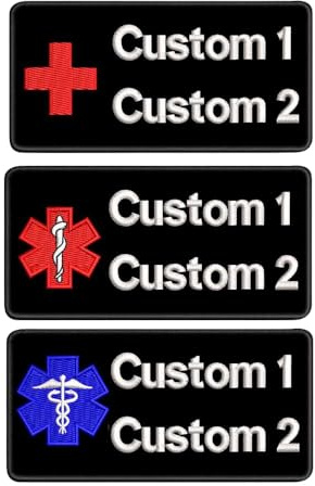 Personalisierter, bestickter Namensaufnäher mit medizinischem Stern-des-Lebens-Emblem, 2-zeiliger Text, zum Aufbügeln oder Aufbügeln mit Haken auf der Rückseite, Sanitäter-Applikation