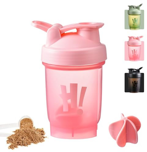 SUJIBHI Protein Shaker Bottle 350ml with Mixball Plastic Workout Water Bottle Leakproof Flip On Lid Drinks Bottles for Gym Sports Protein Supplement Fitness (Pink)