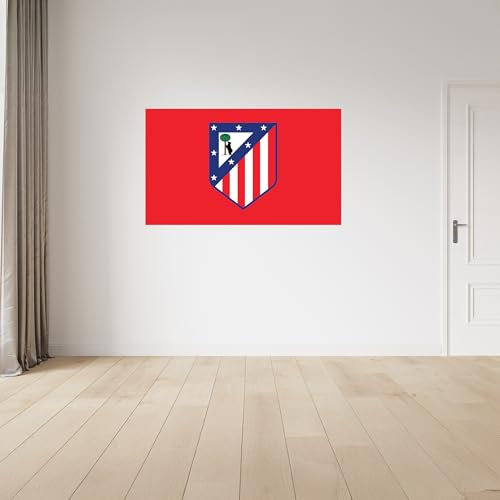 Licensed Décor Atlético de Madrid Vinyl Wall Sticker - Large (130cm (w) x 80cm (h) - Full Colour Crest on Brand Red
