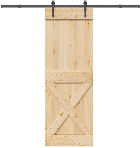 vidaXL Schiebetür mit Beschlag 80x210 cm Massivholz Kiefer