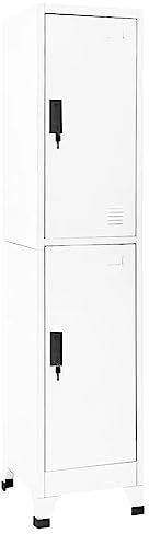 KATERYY Schließfachschrank Weiß 38x45x180 cm Stahl,Praktischer Garderobenschrank aus Stahl mit abschließbaren Türen für Büros und Schulen Küchenschränke, Aufbewahrungsschränke, Schließfäch