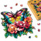 Figured'Art Holzpuzzle Erwachsene und Kinder 200 Teile Tiere - Schmetterling und Rosen - Originelles Design 29x28,3 cm Einzigartige Form mit Premium-Holzkiste