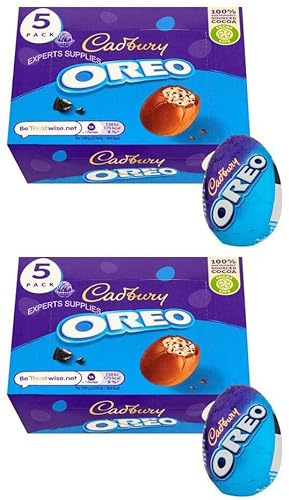 Easter Treat NewCadbury Mixed Creme Caramel, Chocolate Eggs 5 Pack - Delicious Eggs Mixed Egg for Your Easter Celebration By Experts Supplies (x2 Pack, Oreo Egg 5 Pack)