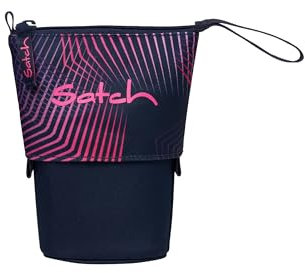 satch Pencil Slider extra groß inkl. Trennfach Reißverschlussfach Stiftehalter Geodreieck Sichtfenster für Stundenplan Seismic Pink - Dunkelblau