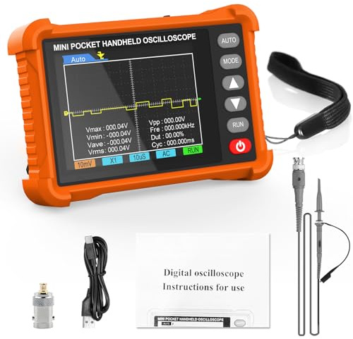 HOLDPEAK 2 in 1 Mini-Handoszilloskop-Kit - Tragbares Oszilloskop für die Automobilindustrie mit 2,8 TFT-Display, 2,5MS/s Abtastrate & 500KHz Bandbreite, Taschenformat, Typ-C-Ladung