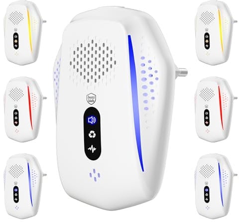 Ultrasonic Pest Control Repeller, Mouse Traps Spider Mice Roach Bug Repellent Indoor Rodent Repellent Ultrasonic Plug in, Mouse Deterrent Ultrasonic for Home Kitchen Garage Warehouse 6 Pack White