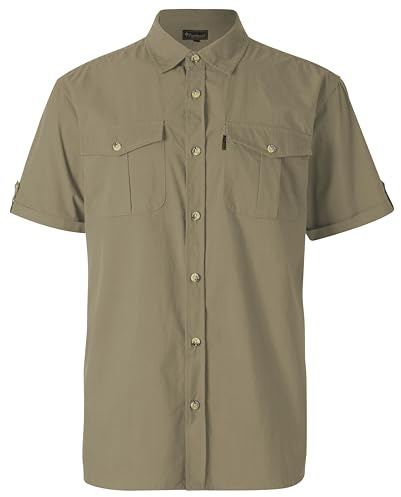 Pinewood Herren Safari Kurzarmhemd - Stilvolles Outdoor Hemd Herren - Schnelltrocknende und weiche Polyester-Baumwoll-Mischung - Vielseitig einsetzbares Wanderhemd