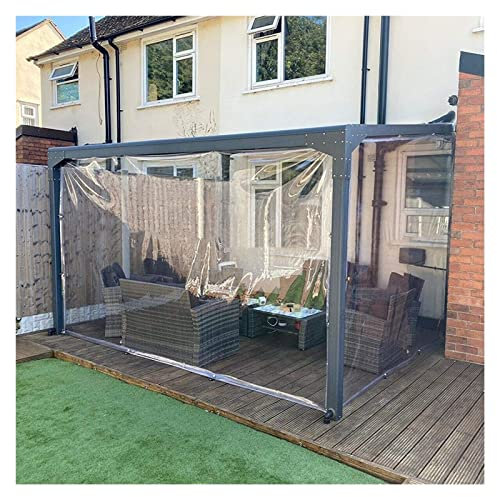 Heavy Duty Waterproof Tarpaulin for Gazebo Ultra Clear Glass Tarp Cover Transparent Pergola Side Panel Curtain with Eyelets
