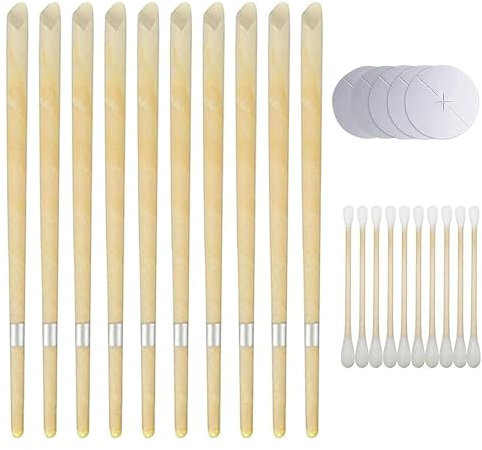 10 PCS Ear Candles for Wax Removal, Ear Wax Removal Candle, Hopi Ear Candles Set 5 Protective Disks+10 Cotton Swab, for Ear Cleaning(Yellow)